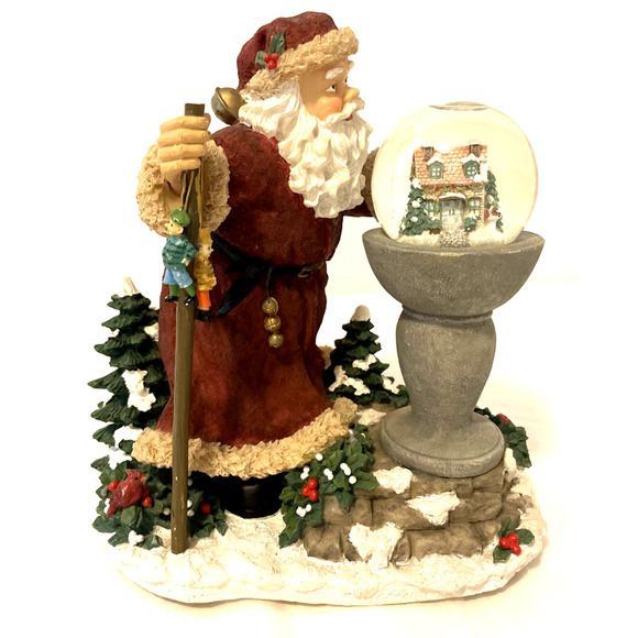 Pfaltzgraff Santa Claus Is Coming to Town Snow Globe Musical Figurine 10" Tall - Picture 1 of 9
